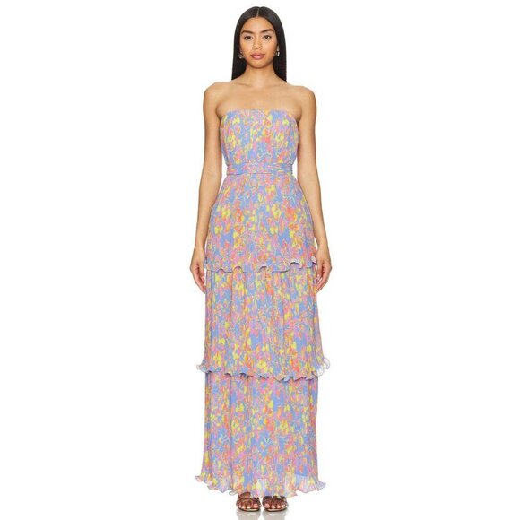 Amur Laine Tiered Floral Evening Gown Painter Scaevola Womens Size 6 - Picture 1 of 11